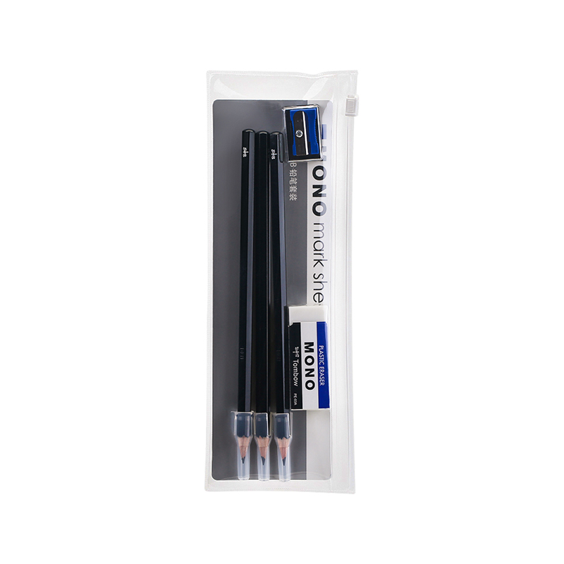 蜻蜓（Tombow）2B铅笔考试套装 经典款木杆铅笔 考试涂卡铅笔 内含卷笔刀附带保护笔袋