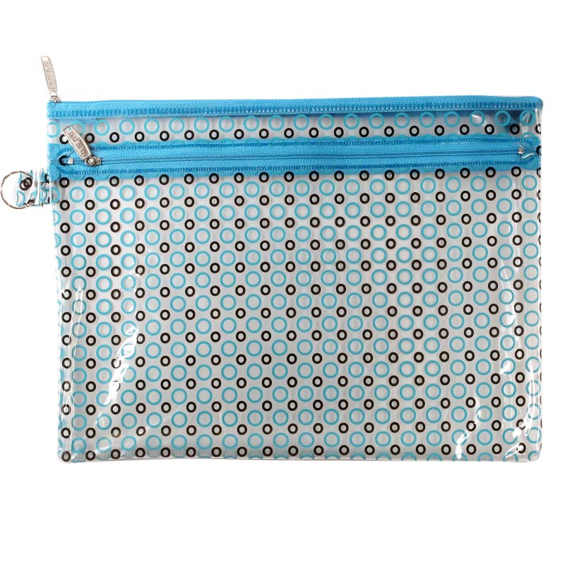 渡美（Dumei）643 PVC双层塑料彩色透明文件袋 资料袋收纳袋 A4天蓝(33*25