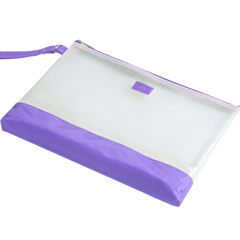 渡美（Dumei）652透明文件防冻拉边袋PVC试卷袋 A4 加大紫色
