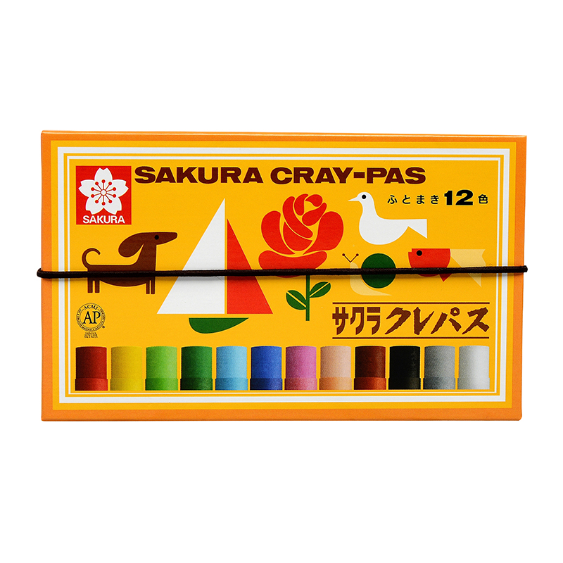 樱花(SAKURA)油画棒蜡笔美术儿童绘画 12色套装粗支款 学生用 LP12R