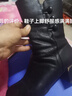 富貴鳥(niǎo)女鞋真皮中筒靴女新款加絨粗跟短靴子女秋季媽媽鞋高跟鞋馬丁靴女 黑色（短毛絨）跟高6cm 37 曬單實(shí)拍圖