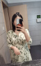 玖姿·安娜蔻清新森系浪漫飄逸印花雪紡連衣裙女裝2024夏款 花淺綠 M 曬單實拍圖