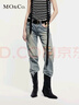 MO&Co.【NOIR系列】牛仔褲春夏手磨破洞懷舊棉質(zhì)低腰MBD2JEN019 牛仔淺藍(lán)色 M 27 曬單實(shí)拍圖