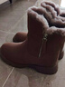 哈森冬季女靴舒適保暖毛毛靴加絨休閑百搭雪地靴HA17607 胡桃色 38 曬單實(shí)拍圖
