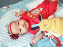 韓孕彩嬰兒蝴蝶結(jié)發(fā)帶韓國(guó)寶寶滿月發(fā)飾不勒頭女嬰百日可愛公主頭花 酒紅兔耳朵三件 曬單實(shí)拍圖