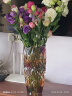 点特 欧式创意水晶玻璃彩色花瓶客厅摆件插花富贵竹水培干花简约大号 （琉璃色）网格花瓶 实拍图