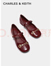 CHARLES&KEITH時(shí)尚平底瑪麗珍鞋女鞋女士生日禮物送女友CK1-70900421 Burgundy葡萄酒紅色 35 曬單實(shí)拍圖