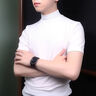 古德羅高領(lǐng)純棉短袖T恤男修身百搭健身衣服緊身打底衫純色男裝時(shí)尚潮流 短白色 XL 曬單實(shí)拍圖