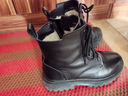 啄木鳥(niǎo)加絨保暖馬丁靴女冬季短靴真皮羊毛女鞋皮毛一體雪地靴東北大棉鞋 黑色全牛皮加厚純羊毛到腳尖 38 曬單實(shí)拍圖