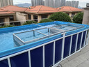 拉皮卡帆布魚池帶測過濾系統(tǒng)防水布養(yǎng)魚池專用錦鯉家用帆布池刀刮布水池 框架式高度1.2米含測過濾 寬3米長5米 曬單實拍圖