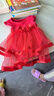 忻悅晴女寶寶夏季周歲禮服嬰兒包屁衣服夏天夏裝連衣裙女?huà)牍魅棺?紅色蕾絲連衣裙+紅鞋+紅大花發(fā)帶 3M-59CM:建議0-3個(gè)月 曬單實(shí)拍圖