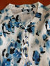 帕羅（PALUOPO）真絲印花短袖t恤女士圓領(lǐng)新款體恤上衣半袖休閑田園風(fēng)t上裝衣服 湖藍夾花 XL (170/92A) 曬單實(shí)拍圖