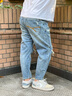 ABLE JEANS【八分大V褲】破洞水洗潮流褲子男士牛仔褲 水洗淺靛藍 32 曬單實拍圖