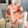 NY-RCET恤女短袖新款夏裝中長(cháng)款韓版寬松歐貨潮上衣服半袖體恤 3378橙色 M 曬單實(shí)拍圖