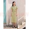 自巧小個(gè)子氣質(zhì)正肩抽褶梨形身材連衣裙2024夏季新款收腰顯瘦裙子 山嵐綠 XXS (1碼) 曬單實(shí)拍圖