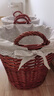藤編收納筐圓形柳條筐柳編工藝品火鍋店裝衣簍大竹筐家用臟衣簍 咖啡色 中號-口徑42cm高42cm 曬單實(shí)拍圖