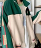 月半晴（YUEBANQING）杏色拼接撞色外套女2025春秋新款立領(lǐng)運動(dòng)上衣休閑夾克棒球服女裝 主圖杏色_雙層有里布 S _95-110 曬單實(shí)拍圖
