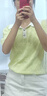 Olrain歐芮兒法式POLO領(lǐng)針織衫女裝夏季翻領(lǐng)氣質(zhì)減齡短袖上衣 黃綠色 L 曬單實(shí)拍圖