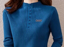 莫代爾針織衫女2026年春秋新款時(shí)尚簡(jiǎn)約風(fēng)百搭坑條通勤氣質(zhì)打底衫上衣 藍色 均碼 曬單實(shí)拍圖