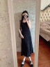 亿梵莎（YIFANSHA）赫本风黑色木耳边吊带连衣裙子夏天女装2024夏季新款修身背心裙 黑色 均码（可备注码数） 晒单实拍图