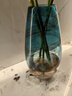 傲石 水養透明玻璃花瓶客廳插花輕奢高端大氣現代簡(jiǎn)約餐桌裝飾擺件 藍黑絲-高款(高32cm) 曬單實(shí)拍圖