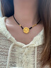 御龍鏡 足金999向日葵黃金吊墜女太陽花轉(zhuǎn)運珠編繩項鏈送女友禮物鎖骨鏈 2金珠款 金約2.4g-2.6g 曬單實拍圖