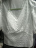 玖姿·安娜蔻V領(lǐng)花朵刺繡短袖上衣女夏田園風(fēng)鏤空繡花小衫 本白 M 曬單實(shí)拍圖