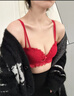 多情貓（DUOQINGMAO）紅色內(nèi)衣少女新娘結(jié)婚專用本命年蛇年聚攏防下垂收副乳文胸罩套裝 6699-紅色單件【調(diào)整聚攏2cm】 XL （38AB/120-135斤） 曬單實拍圖