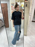 棉的美學(xué)冰紗涼感抗菌短袖t恤男夏季運動抗皺寬松隔絕紫外線情侶款半袖 「冰冰涼秒降溫」極夜黑 M -寬松款-推薦120-140斤 曬單實拍圖