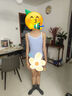三沙（Sansha）少女芭蕾舞服 撞色V領(lǐng)吊帶連體服兒童舞蹈練功 淡蘭 L 曬單實(shí)拍圖