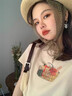 棉致雪紡印花t恤/油畫半身裙女夏季2024新款兩件套夏小個子a字裙 圖片色【套裝】 S 曬單實拍圖