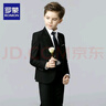 羅蒙兒童西裝套裝主持人禮服中大童鋼琴畢業(yè)演出服花童男童表演西服狂 黑色：外套+褲子+領(lǐng)帶+領(lǐng)結 160 曬單實(shí)拍圖