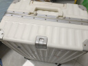 左汀行李箱铝框拉杆箱加厚结实抗压旅行箱登机箱大容量学生密码箱皮箱 烟白色 24英寸，适合3-5天中途旅行 晒单实拍图