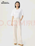 深呼吸DEEP BREATH女裝簡(jiǎn)約前褶松緊腰休閑純棉牛仔褲A100327 白 L (4) 曬單實(shí)拍圖