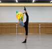 三沙（Sansha）少女芭蕾舞服 撞色V領(lǐng)吊帶連體服兒童舞蹈練功 淡蘭 L 曬單實(shí)拍圖