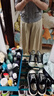 Basic House/百家好純色百褶裙褲女夏季新款小個(gè)子休閑闊腿七分褲 卡其 XL 120-130斤 曬單實(shí)拍圖