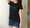 星盛榮純棉短袖t恤女薄款夏季韓版潮寬松正肩圓領(lǐng)女士體恤白色上衣百搭 黑色*Va綠字母 M[建議100-115斤左右] 曬單實(shí)拍圖