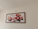 曼遇青絲新中式客廳掛畫(huà)花開(kāi)富貴沙發(fā)背景墻裝飾畫(huà)辦公室墻壁畫(huà)國畫(huà)牡丹花 FF103【花開(kāi)富貴】 143*63cm 紅胡桃木紋鋁框+閃銀布 曬單實(shí)拍圖