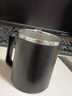 UZSPACE保溫杯男士食品級不銹鋼馬克咖啡杯辦公室泡茶杯大容量喝水杯子女 輕奢黑500ML【茶漏+勺子】 曬單實(shí)拍圖