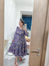 妖精的口袋荷葉邊雪紡碎花連衣裙女2024秋季新款法式茶歇收腰顯瘦 玫瑰貓紫色 L 曬單實(shí)拍圖