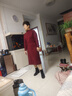 皮爾卡丹（pierre cardin）復(fù)古氣質(zhì)酒紅色系帶收腰毛衣裙秋冬季新款中長(zhǎng)款開(kāi)叉針織連衣裙女 深酒紅色 L 曬單實(shí)拍圖