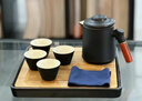 哲選戶外旅行茶具 茶具套裝 一壺四杯便攜式泡茶壺車載隨身茶具快客杯 快客杯-禪黑 曬單實(shí)拍圖