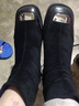 珂卡芙粗跟短靴女2024秋冬季新款馬丁靴加絨瘦瘦靴子單靴增高彈力襪靴 絨黑跟高5cm 38 (240mm) 曬單實(shí)拍圖