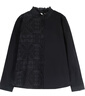 布符（Cloth Fu）布符2024秋季新款原創(chuàng)設(shè)計(jì)獨(dú)特繡花中式小立領(lǐng)木耳花邊長(zhǎng)袖襯衫女 黑色 S 曬單實(shí)拍圖