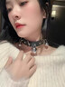 芯奢鈴鐺項圈女頸帶鏈子黑色頸圈choker鎖骨鏈頸環(huán)項鏈脖圈x惡意頸鏈 粉色項圈+鏈條組合 曬單實(shí)拍圖