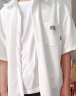 安初夏華夫格短袖t恤男士休閑套裝夏季港風痞帥氣衣服男裝穿搭配三件套 米白外衣+棉白短T+黑灰褲 M 曬單實拍圖