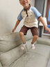MQD童裝男童夏裝套裝polo領(lǐng)T恤兒童兩件套運(yùn)動(dòng)短袖 米白 130 曬單實(shí)拍圖