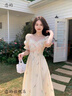 戀的連衣裙夏季2024新款法式仙女公主裙衣服氣質(zhì)純欲溫柔風長裙子夏天 時尚韓版杏色 均碼（可備注碼數(shù)） 曬單實拍圖