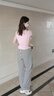 法詩慕2024夏季新款條紋休閑闊腿褲女高腰寬松垂感棉拖地長褲子女6699 條紋常規(guī) M 建議106-115斤 曬單實拍圖