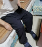 結盟者 棉綢褲子男士睡褲男夏薄款中老年人造棉寬松大碼休閑長(cháng)褲空調褲 【棉綢直筒】純黑【兩側口袋】 4XL 【建議150-175斤】 曬單實(shí)拍圖